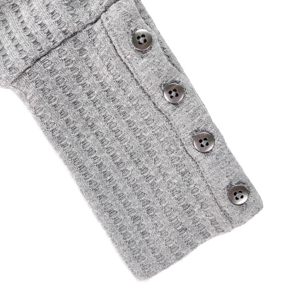 Chaser Shirt Womens Size Small Solid Gray Waffle Knit Button Long Sleeve Tee Top - Picture 6 of 9